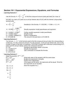 Section 16-1: Exponential Expressions, Equations, and Formulas