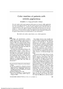 Color matches of patients with retinitis pigmentosa.