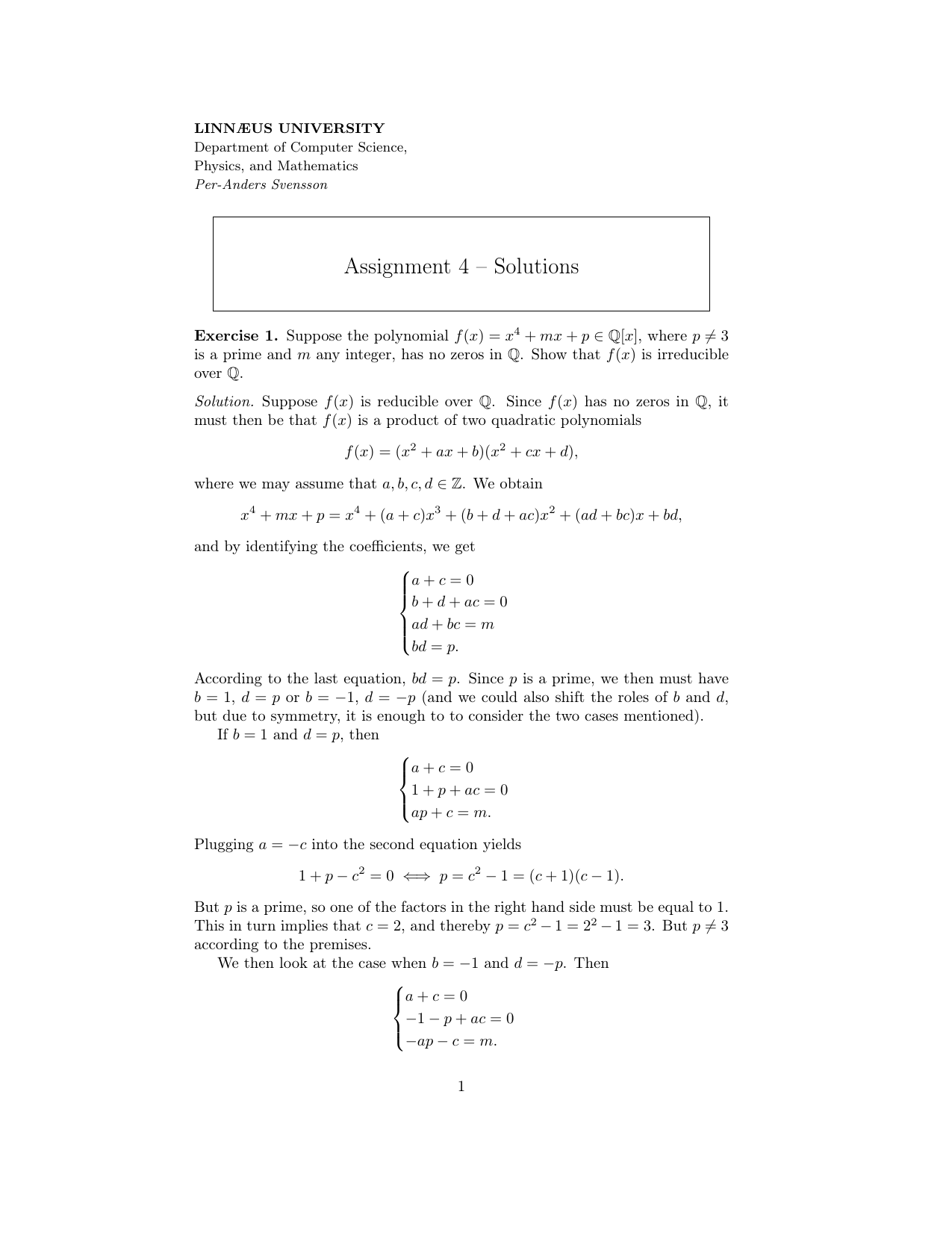 Assignment 4 Solutions