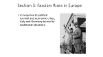 Section 3: Fascism Rises in Europe