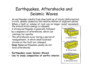 Earthquakes, Aftershocks and Seismic Waves