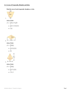 Find the area of each trapezoid, rhombus, or kite. 1. SOLUTION: 2