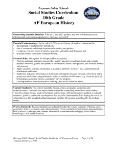 10th Grade AP European History Standards