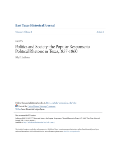 the Popular Response to Political Rhetoric in Texas,1857-1860