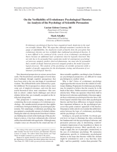 On the Verifiability of Evolutionary Psychological Theories: An