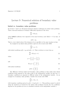 Lecture 9: Numerical solution of boundary value problems