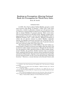 Banking on Preemption: Allowing National Bank Act Preemption for