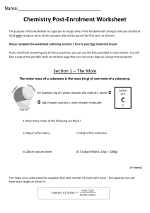 Chemistry Post-Enrolment Worksheet C