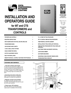 installation and operators guide - Vista Professional Outdoor Lighting