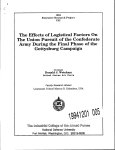 The Effects of Logistical Factors On The Union Pursuit of the