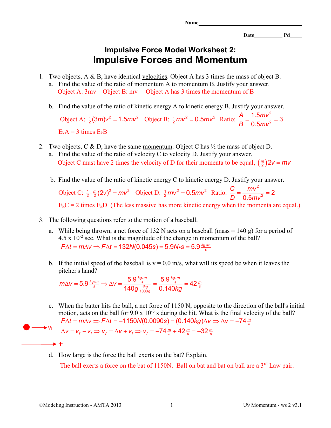 Momentum And Collisions Worksheet Answer Key - Nidecmege Intended For Momentum And Collisions Worksheet Answers