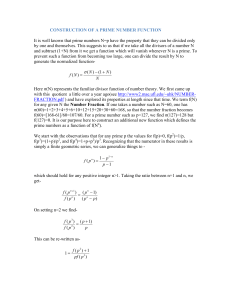 CONSTRUCTION OF A PRIME NUMBER FUNCTION It is well