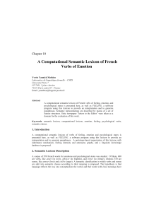 A Computational Semantic Lexicon of French Verbs of Emotion