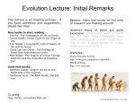 Evolution Lecture: Initial Remarks