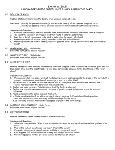 EARTH SCIENCE LABORATORY GUIDE SHEET