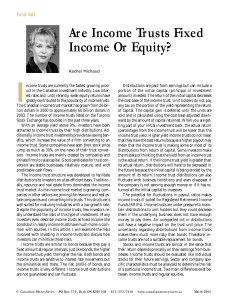 Are Income Trusts Fixed Income Or Equity?