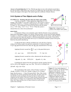 5-4 A System of Two Objects and a Pulley