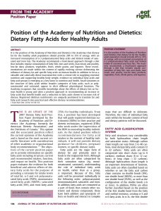 Position of the Academy of Nutrition and Dietetics