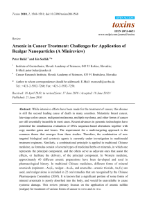 Arsenic in Cancer Treatment: Challenges for Application of Realgar