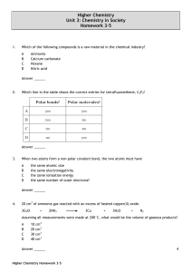 CfE Higher Chemistry Homework 3.5