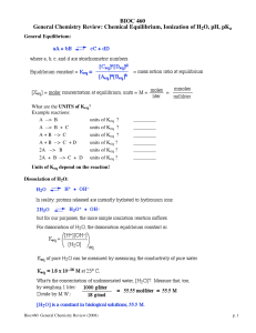 BIOC 460 General Chemistry Review