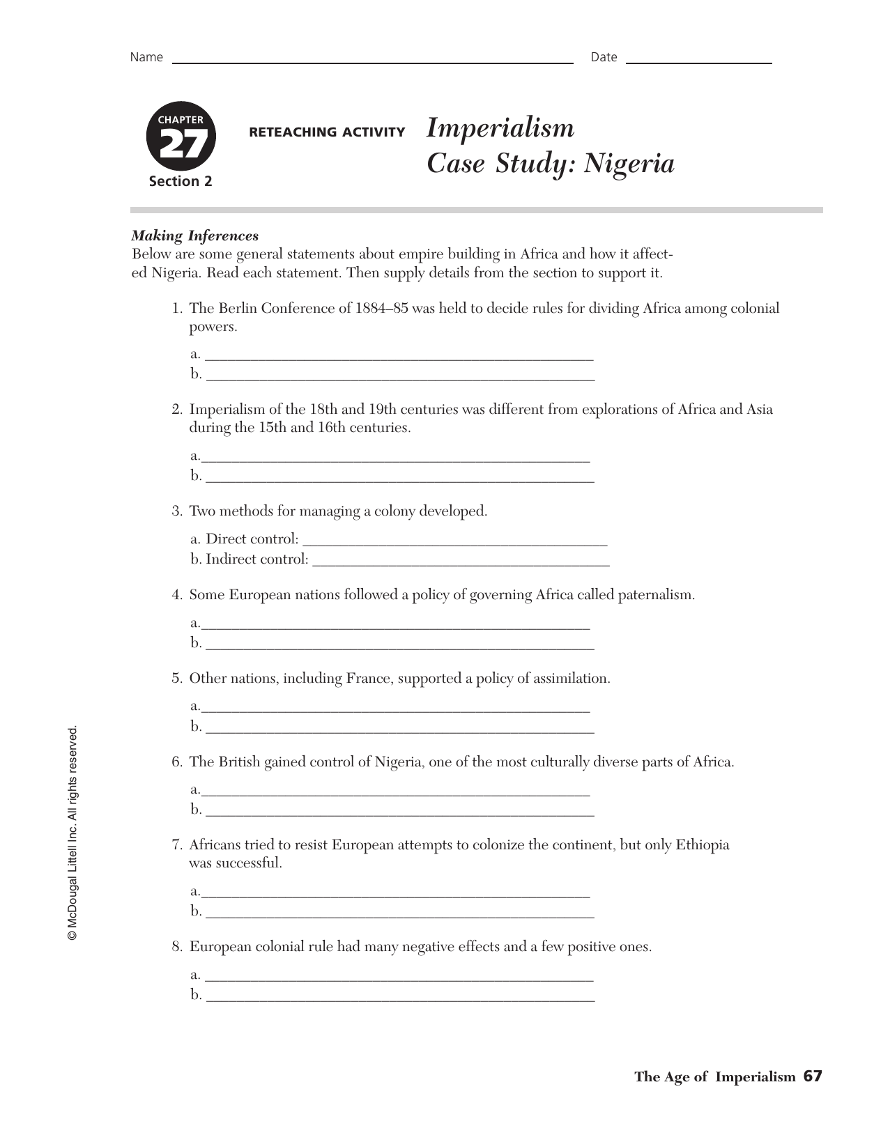 imperialism case study answer key