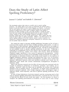 Does the Study of Latin Affect Spelling Proficiency?