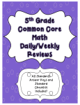 5th Grade Common Core Math Daily Reviews