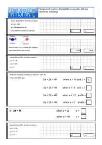 Y6 Algebra - Pairs of Numbers