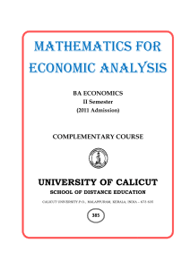 Mathematics for Economic Analysis I