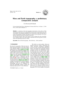 Mars and Earth topography: a preliminary comparative analysis