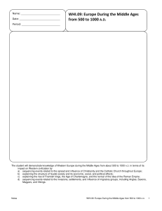WHI.09: Europe During the Middle Ages from 500 to 1000 A.D.
