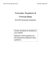 Formulae/ Equations homework - St Peter the Apostle High School