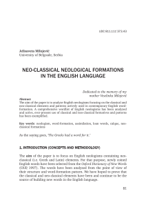 NEO-CLASSICAL NEOLOgICAL FORmATIONS IN THE ENgLISH