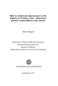 Mild to moderate depression in the elderly in Primary Care