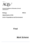 A-level Biology Mark Scheme Unit 04 - Populations and