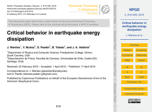 Critical behavior in earthquake energy dissipation