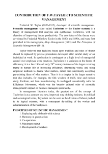 contribution of fwtaylor to scientific management