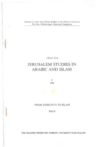 JERUSALEM STUDIES IN ARABIC AND ISLAM