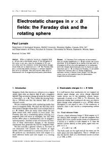Electrostatic charges in vx B 1 fields: the Faraday disk
