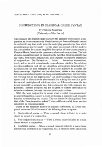 CONJUNCTIONS IN CLASSICAL GREEK SYNTAX