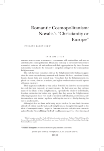 Romantic Cosmopolitanism: Novalis`s “Christianity or Europe”
