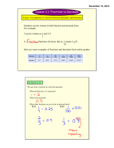Lesson 3.1: Fractions to Decimals