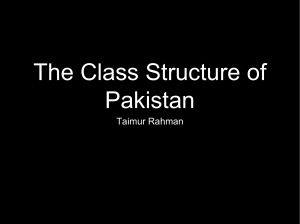 The Class Structure of Pakistan - Pakistan Institute of Development