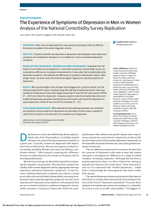 The Experience of Symptoms of Depression in Men vs Women