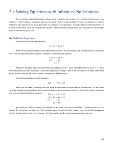 5.4Solving Equations with Infinite or No Solutions