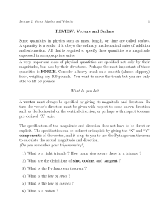 Vector Algebra and Velocity