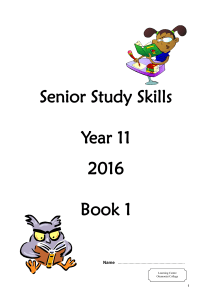 Senior Study Skills Booklet Year 11