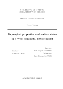 Topological properties and surface states in a Weyl semimetal lattice