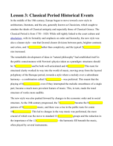 Lesson 3: Classical Period Historical Events